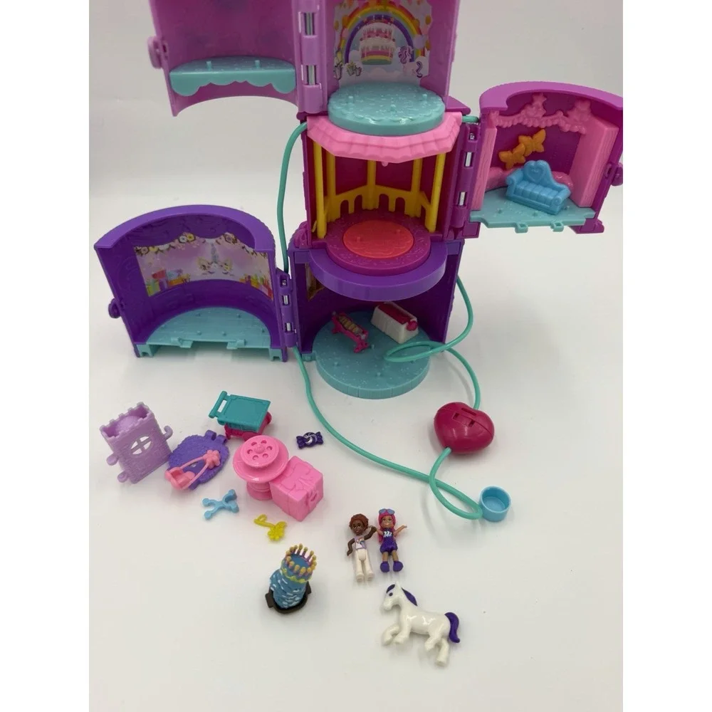 Polly Pocket Unicorn Birthday Party Compact Playset 2 Dolls Unicorn